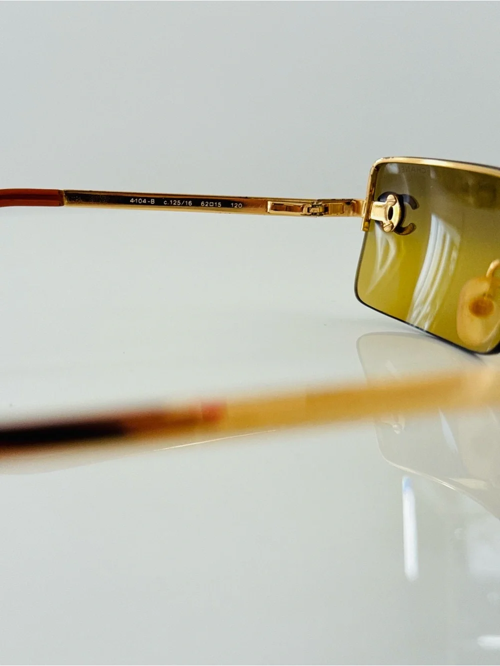 RARE ✨Authentic Vintage Chanel 4104-B rimless gold sunglasses